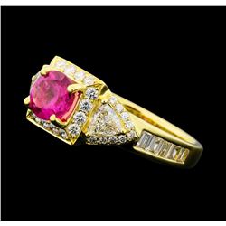 1.99 ctw Pink Tourmaline and Diamond Ring - 18KT Yellow Gold