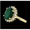 Image 1 : 4.41 ctw Emerald and Diamond Ring - 14KT Yellow Gold