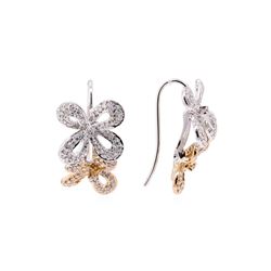 0.50 ctw Diamond Floral Motif French Wire Earrings - 14KT Rose and White Gold