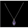 Image 1 : 20.72 ctw Tanzanite and Diamond Pendant With Chain - 14KT White Gold