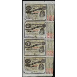 Uncut Sheet of (4) State of Louisiana Baby Bond Obsolete Notes