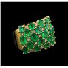 Image 1 : 4.48 ctw Emerald and Diamond Ring - 14KT Yellow Gold