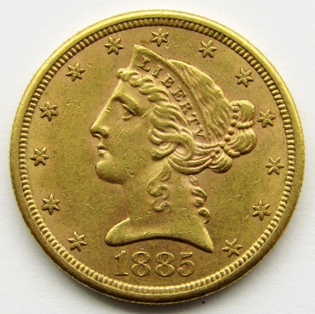 1885S 5 Five Dollar Gold Liberty