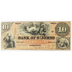 1857 BANK OF ST. JOHNS, FLORIDA $10.00