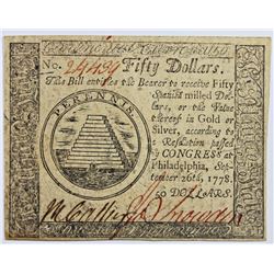 9-26-1778 CONTINENTIAL $50