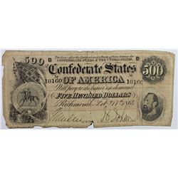 1864 $500 CONFEDERATE BILL