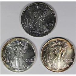 1986, 1989 AND 1990 AMERICAN SILVER EAGLES