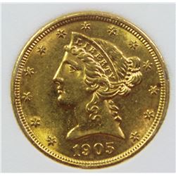 1905 $5 LIBERTY GOLD