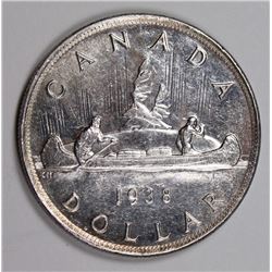 1938 CANADIAN SILVER DOLLAR NICE BU