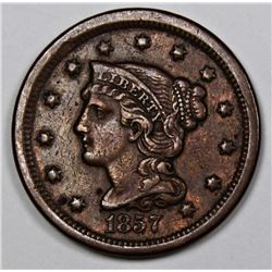 1857 LARGE CENT SMALL DATE XF+