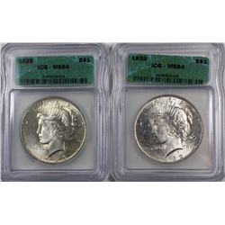 1922 & 1925 PEACE SILVER DOLLARS