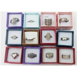 12 MISC STERLING RINGS