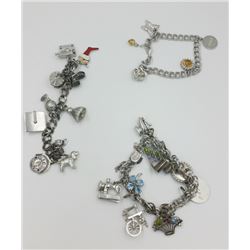 3 STERLING CHARM BRACELETS