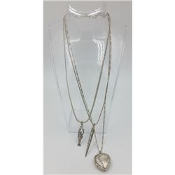 3 STERLING NECKLACES WITH PENDANTS
