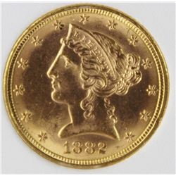 1882 $5 GOLD LIBERTY