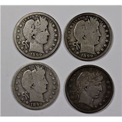 BARBER QUARTERS: 1898-S GOOD, 1899 G/VG,