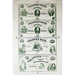 1860'S VIRGINIA TRADERS BANK PROOF SHEET