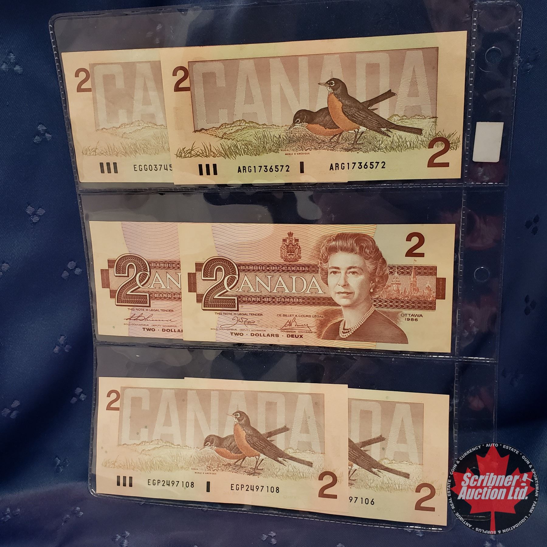 Canada $2 Bills 1986 : Sheet of 6