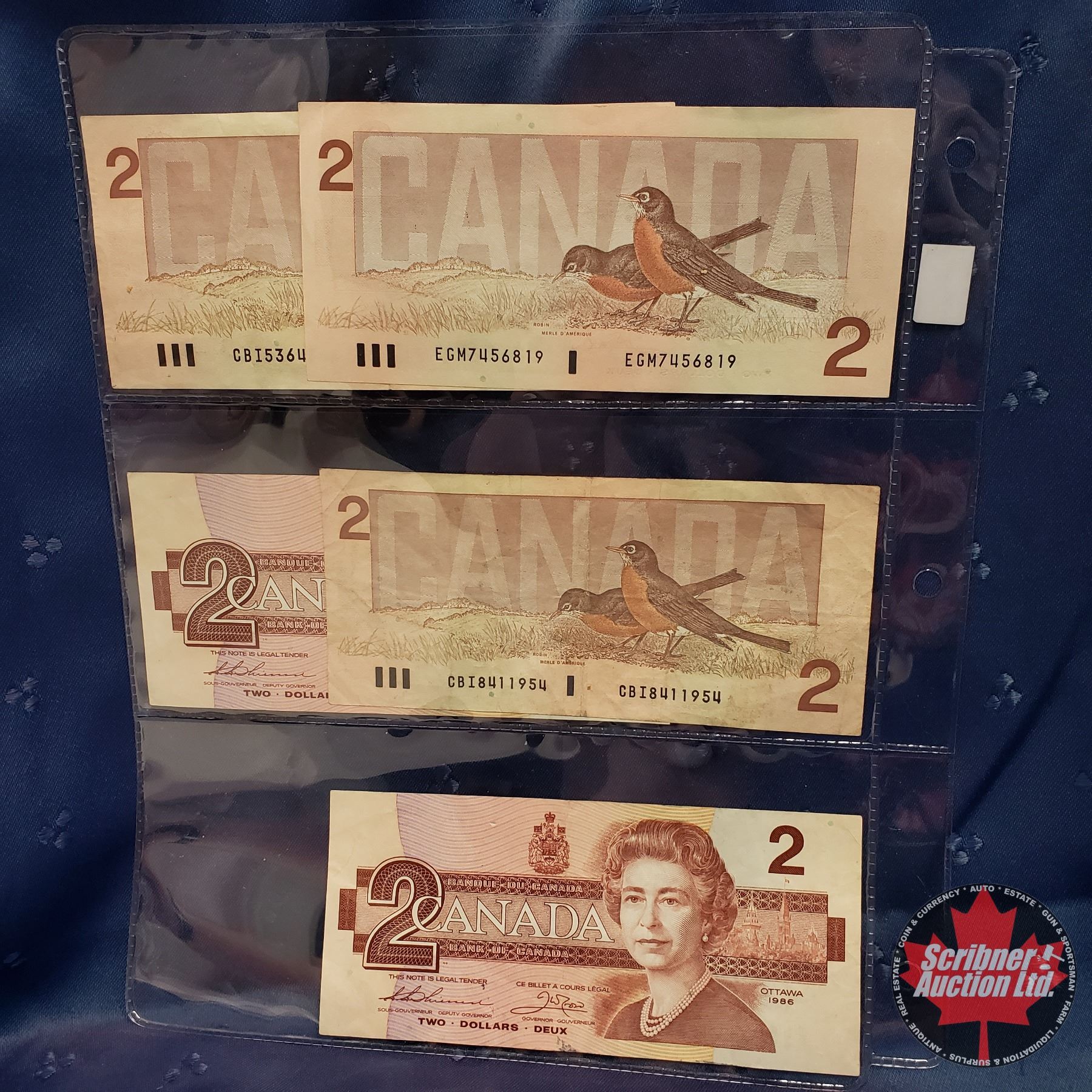Canada $2 Bills 1986 : Sheet of 5