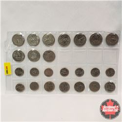 US Coins - Sheet of 24: Nickle (1949, 1974, 1976, 1980); Dimes (1966, 1974, 1980, 1981 (2), 1984, 19