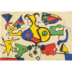 Joan Miro Spanish Surrealist Oil on Canvas