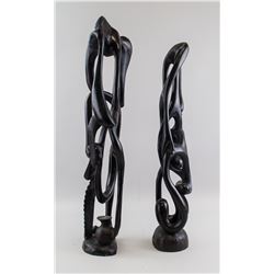 Pair of African Ebony Fertility Sculptures