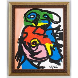 Karel Appel Dutch Modernist Oil on Canvas Portrait