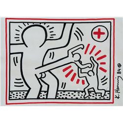 Keith Haring American Pop Art Mixed Media on Paper