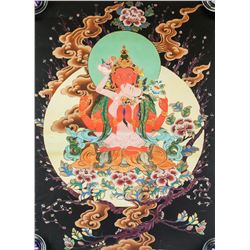 Print Tanka of Four-Arm Red Guanyin on Canvas