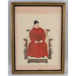 Framed Chinese Emperor Portrait on Silk