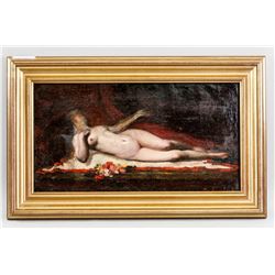 Oil on Canvas Reclining Nude Framed P. Fanbech