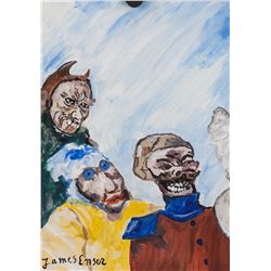 James Ensor Belgian Expressionist Gouache on Paper