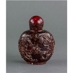 Chinese Large Amber Carved Snuff Bottle