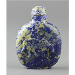 Chinese Lapis Lazuli Snuff Bottle Carved Horse