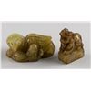 Image 1 : 2 Assorted Chinese Green Hardstone Carved Beasts