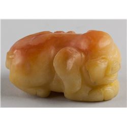 Chinese Fine Yellow Shoushan Stone Carved Pig