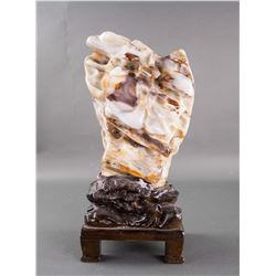 Chinese Fine Fossil Wood Scholar Stone with Stand