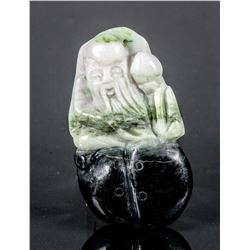 Chinese Carved Shou Immortal Jade Toggle