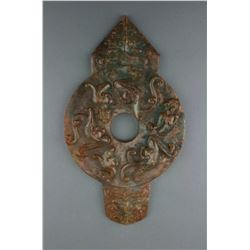 Chinese Archaistic Green Jade Dragon Cong