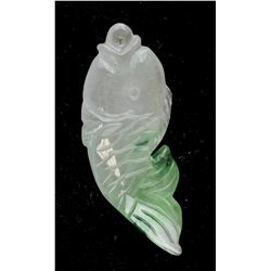 Burma Green Jadeite Carved Fish Pendant