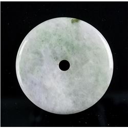 Emerald Green Jadeite Carved Bi Disc Pendant