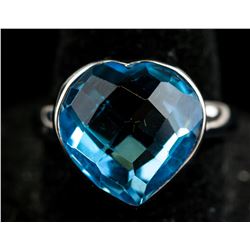 10.5 Ct Blue Topaz Sterling Silver Ring RV $500