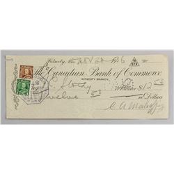 1936 Canadian Bank of Commerce Cheque with Stamp