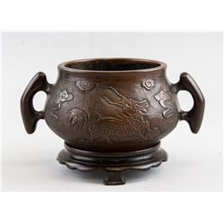 Chinese Fine Bronze Censer w/ Stand Ming Xuande MK