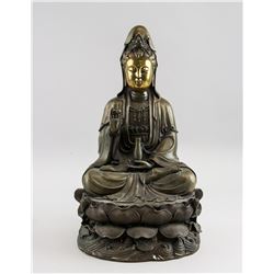 Chinese Bronze Cast Guanyin Statue