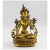 Image 1 : Chinese Ming Style Gilt Bronze Green Tara Statue