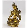 Image 4 : Chinese Ming Style Gilt Bronze Green Tara Statue