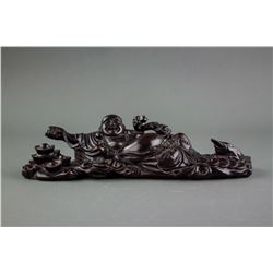 Chinese Fine Wood Carved Happy Buddha Statue