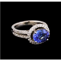 2.35 ctw Tanzanite and Diamond Ring - 14KT White Gold