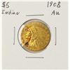 Image 1 : 1908 $5 Indian Head Half Eagle Gold Coin